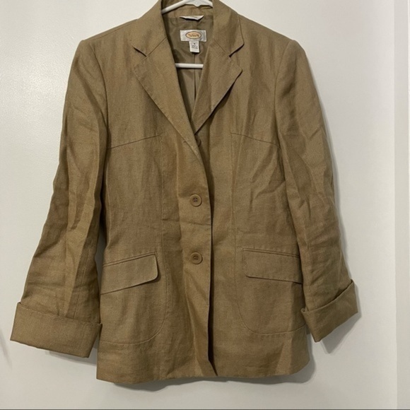 Talbots Linen Three Button Tan Blazer 4